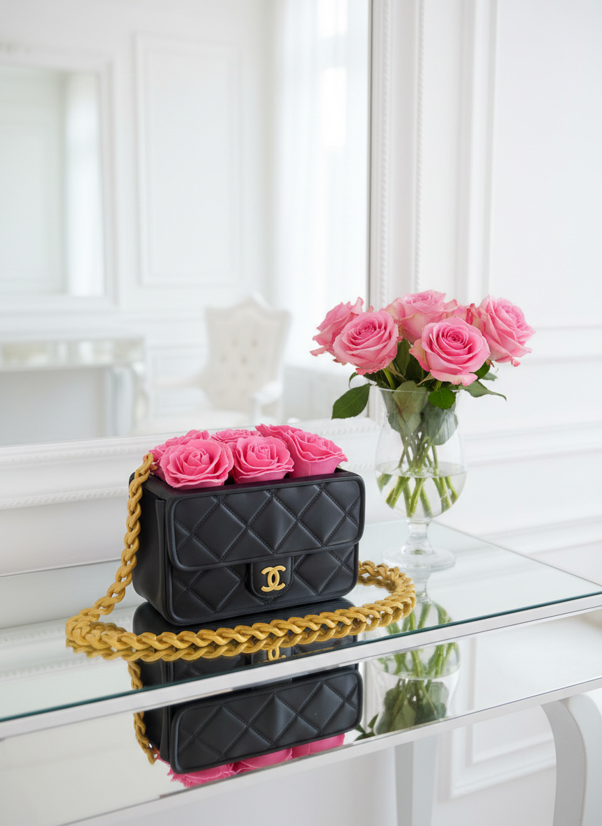 Luxury Designer-Inspired Rose Purse Gift Box | Elegant Floral Keepsake | Realtor & Wedding Gift