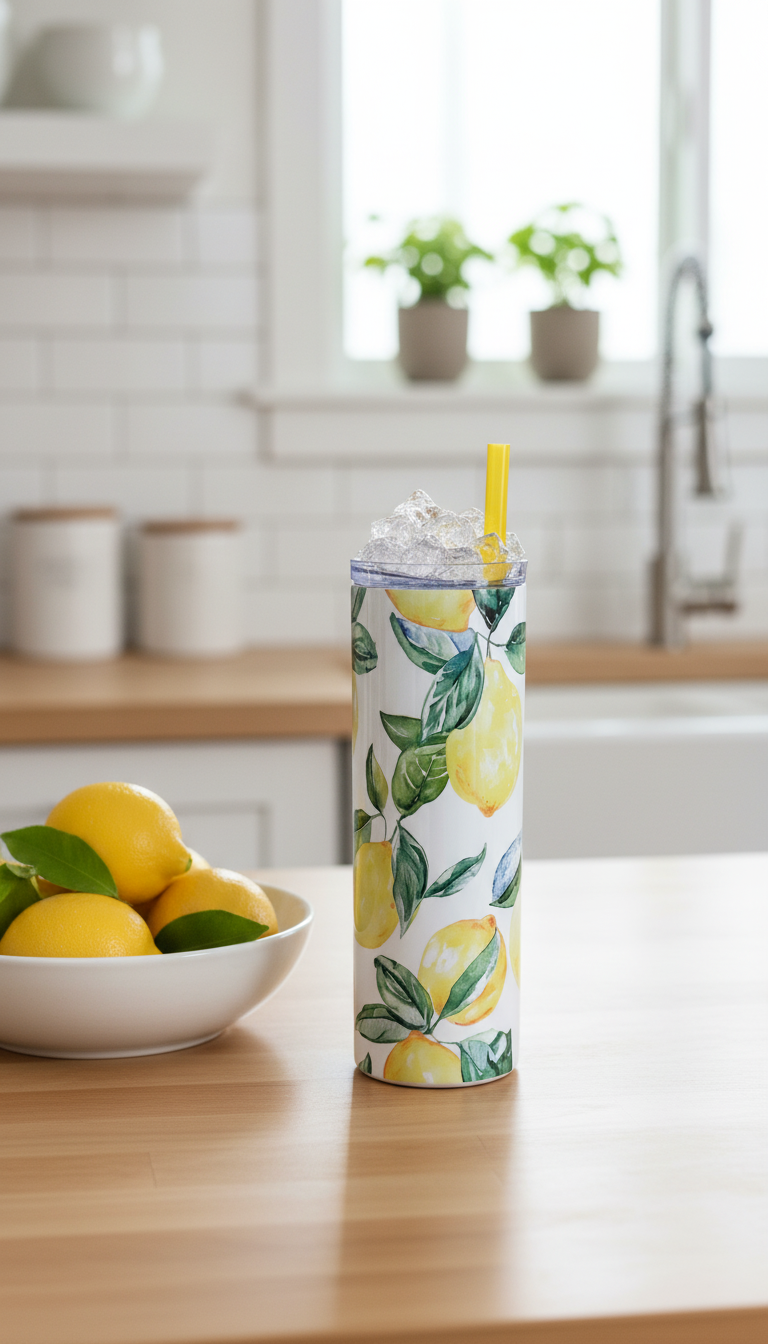 Lemon Luxe Tumbler & Engraved Coaster Set – "Stay Zesty" Gift Bundle | Summer Drinkware Gift